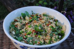 Minted Pea Quinoa Salad with Toasted Almonds